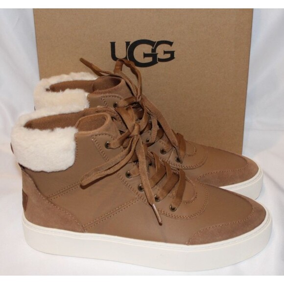 UGG Cakewalk UGGplush Leather Platform High Top Sneakers NIB - Picture 1 of 8